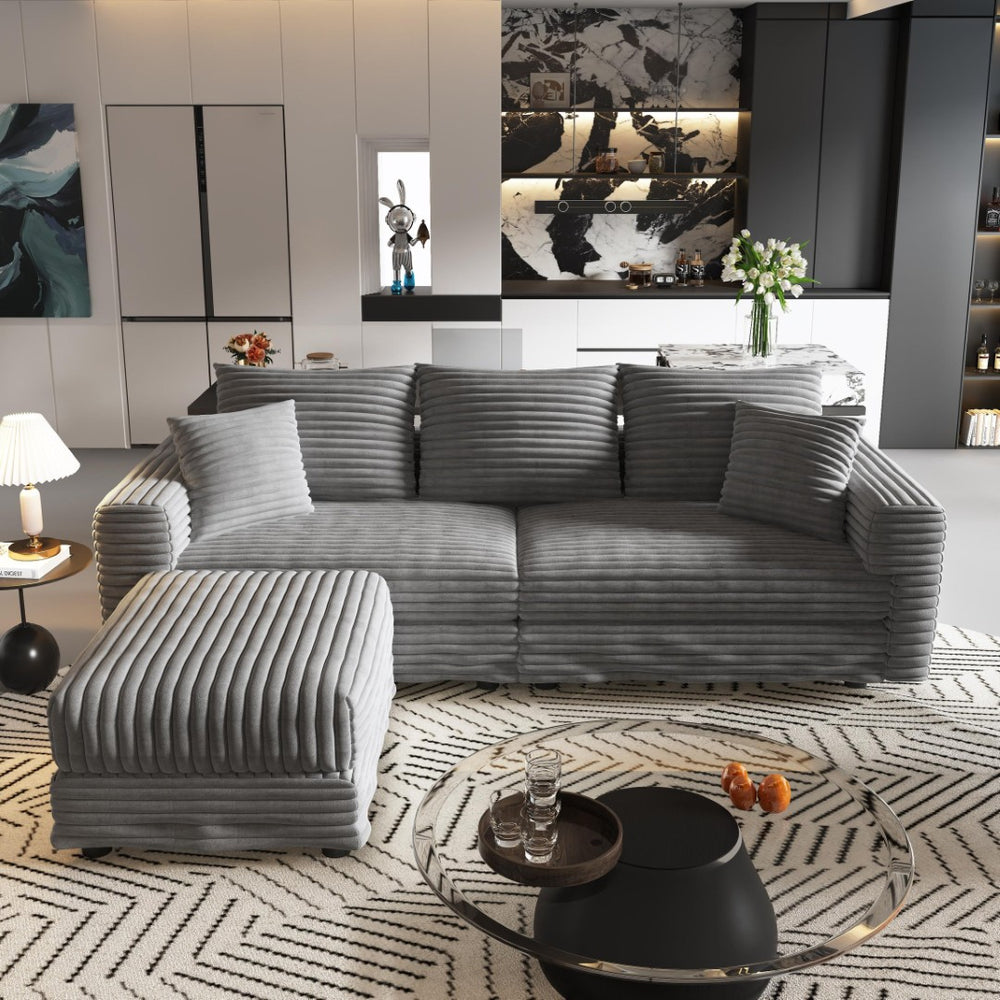 English Elm 82.6"upholstered Velvet Chesterfield Sofa with Button Tufting Nailhead Trim Rolled Arms Grey W1885S00346