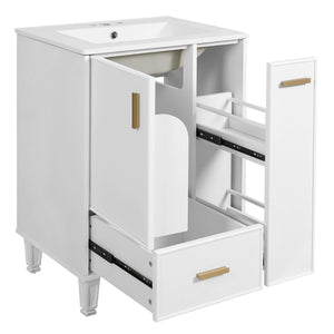 English Elm Christopher Knight Home® - 24" Bathroom Vanity with Ceramic Sink, Solid Wood Frame, Soft-Close Drawers & Ample Storage Appeal White N759P269734K