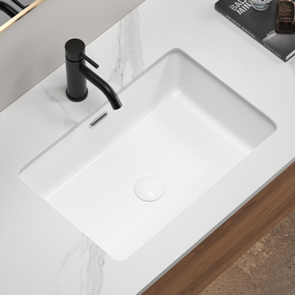 English Elm Rectangular Undermount Ceramic Basin with Overflow for Modern Bathroom Vanity W3402P326511