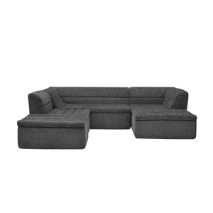 English Elm 135" U-shaped Chenille Sectional with Movable Ottoman Four Piece Modular Living Room Sofa Black W1413S00123