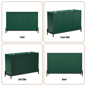 English Elm Modern Green High Gloss 3-Door Cabinet | Stylish Buffet Sideboard with Gold Handles & Sturdy Metal Legs T3609P333083