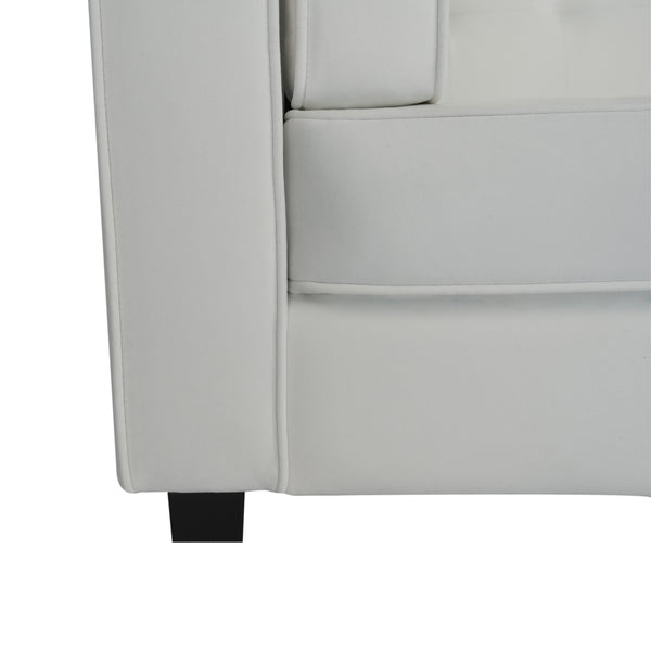 English Elm Christopher Knight Home® - 3-Seater Elegant Tufted Velvet Sofa with Solid Eucalyptus Frame, High-Density Foam Cushions and Dark Wood Legs Ivory N765P165541