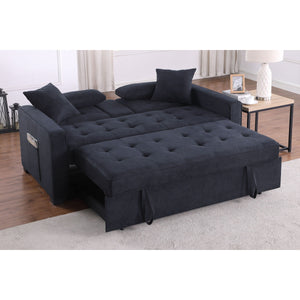 English Elm Woven Convertible Sleeper Loveseat with Dropdown Console, USB Ports, Cup Holders & Storage Pockets - Dark Gray B016S00046