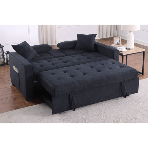 English Elm Woven Convertible Sleeper Loveseat with Dropdown Console, USB Ports, Cup Holders & Storage Pockets - Dark Gray B016S00046