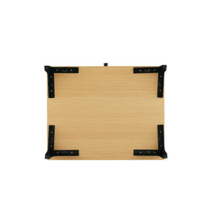 English Elm Amara Mid-Century Nightstand with Open Shelf and Full-Extension Drawer, Black Metal Legs, Compact Light Oak B365P398182