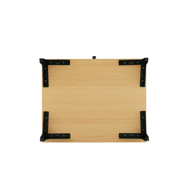 English Elm Amara Mid-Century Nightstand with Open Shelf and Full-Extension Drawer, Black Metal Legs, Compact Light Oak B365P398182