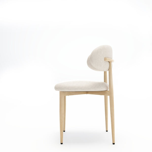 English Elm Dining Chair Set with Wood Grain Metal Frame Upholstered Seat Modern Farmhouse Kitchen Cream W3316P449683