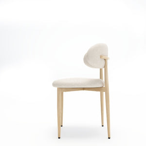 English Elm Dining Chair Set with Wood Grain Metal Frame Upholstered Seat Modern Farmhouse Kitchen Cream W3316P449682