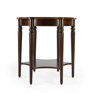Butler Specialty Bainbridge Round Wood Side Table With Open Shelf - Elegant Design, Solid Wood & Cherry Veneers Dark Brown Rubberwood,Mdf,Resin,Cherry,Maple,Walnut And Olive Ash Burl Veneers 557024-butler