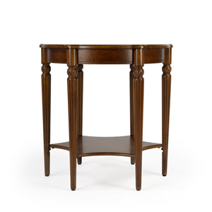 Butler Specialty Bainbridge Round Wood Side Table With Open Shelf - Elegant Design, Solid Wood & Cherry Veneers Medium Brown Rubberwood,Mdf,Resin,Cherry,Maple,Walnut And Olive Ash Burl Veneers 557101-butler