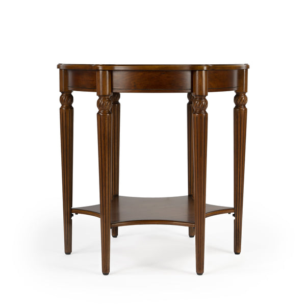 Butler Specialty Bainbridge Round Wood Side Table With Open Shelf - Elegant Design, Solid Wood & Cherry Veneers Medium Brown Rubberwood,Mdf,Resin,Cherry,Maple,Walnut And Olive Ash Burl Veneers 557101-butler