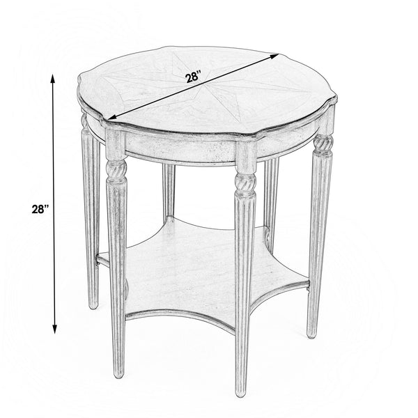 Butler Specialty Bainbridge Round Wood Side Table With Open Shelf - Elegant Design, Solid Wood & Cherry Veneers Medium Brown Rubberwood,Mdf,Resin,Cherry,Maple,Walnut And Olive Ash Burl Veneers 557101-butler