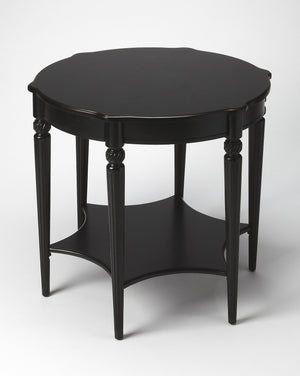 Butler Specialty Bainbridge Round Wood Side Table With Open Shelf - Elegant Design, Solid Wood & Cherry Veneers Black Rubberwood Solids,Cherry,Maple,Walnut And,Or Olive Ash Burl Veneers,Resin,Mdf 557111-butler
