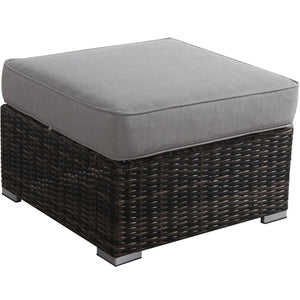 English Elm Outdoor Ottoman with Cushion Fully Assembled — Square Wicker Footrest, Gray Olefin Cushion, Rustproof Frame B120P361804