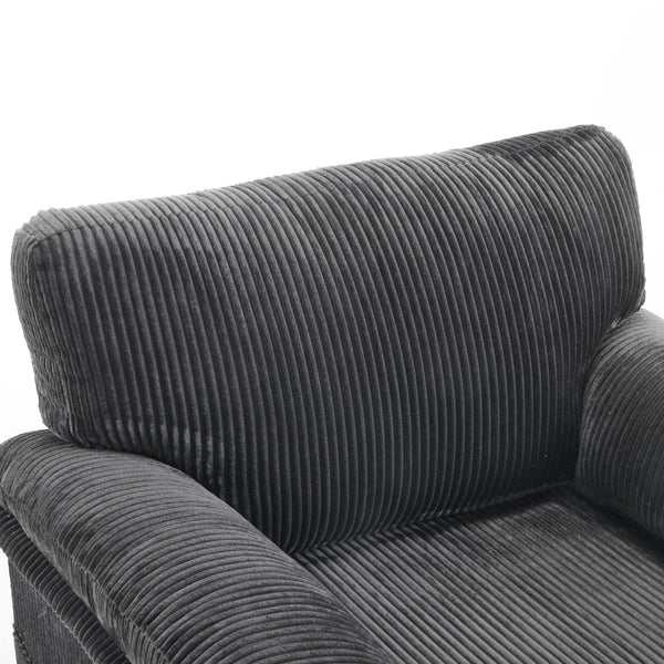 English Elm 33 Inch Oversized Swivel Corduroy Lounge Chair with Plush Chenille Cushioning and Support Springs Grey W1829P265016