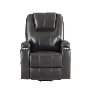 English Elm Gunmetal Leather Aire Power Lift Recliner with Massage, 2 Cup Holders, Pocket Coil Seat, 143° Recline B2726P405705