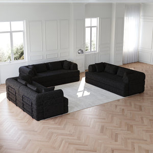 English Elm 78.7-Inch Convertible Sleeper Sofa Bed - Chenille Folding Couch With Pillow, Side Pocket & No Assembly W834S00534