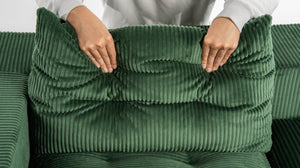 English Elm 101" Modular Cloud Sectional Corduroy Upholstered Sofa Reversible Chaise Living Room Green W1170S00055