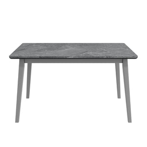 English Elm Portrush Mid-century Dining Table Marble Finish Top with Tapered Solid Wood Legs B127P495092