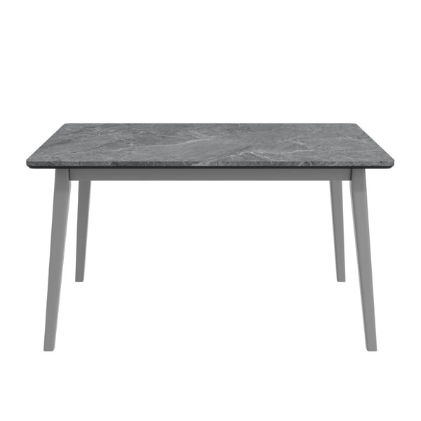English Elm Portrush Mid-century Dining Table Marble Finish Top with Tapered Solid Wood Legs B127P495092