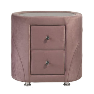 English Elm Pink Upholstered 2-Drawer Nightstand