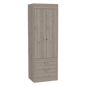 English Elm Lisboa Light Gray 2-Door Armoire with Hanging Rod & Two Spacious Drawers — Compact Stylish Storage B070P210736