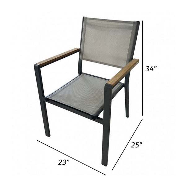 English Elm Ankia Outdoor Armchair with Teak Wood Accents and Powder Coated Aluminum Frame B056P416839