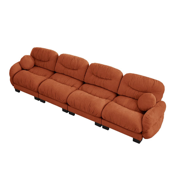 English Elm Pleated Chenille Modular Sofa with Ergonomic Foam Cushions and Sculptural Curved Armrests Orange W5656S00070