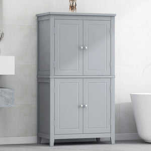 English Elm Elegant Bathroom Floor Storage Cabinet with 4 Doors, Adjustable Shelves, Anti-Tip Design, 28"L x 15"W Grey N725P188461E
