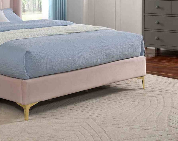 English Elm Contemporary Velvet Queen Bed Wingback Tufted Headboard with Gold Metal Legs Glam Bedroom B2741S00841