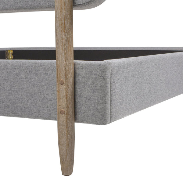 English Elm Jennifer Taylor Home - Diego King Low Upholstered Platform Bed In Light Grey - Modern Elegance With Natural Wood Legs B2719P238662