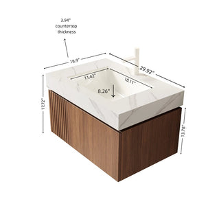 English Elm 30" Muri Oak Woodgrain Plywood Vanity Base Cabinet with Soft Close Doors W2615P338038