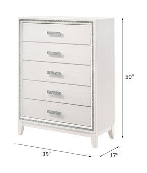English Elm Haiden Weathered Black Finish Dresser with Six Spacious Drawers, Silver Trim Accent and Durable Craftsmanship White 49 L x 20 W x 39 H B2726P261902
