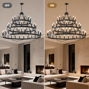 English Elm 53.15 Inch Wagon Wheel Chandelier Matte Black 18 Light Farmhouse Industrial Large Room W5008P389109