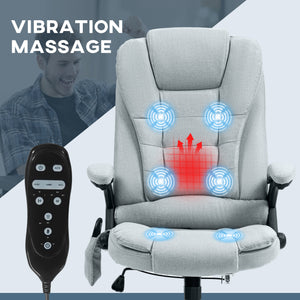English Elm HOMCOM Executive Massage Office Chair with 6-Point Vibration, Lumbar Heat, Recline & Remote Control Light Gray W2225P229753