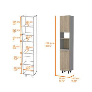 English Elm Everly Multicolor Kitchen Pantry Cabinet with Six Shelves & Double Doors — Space-Saving, Modern Design, Easy Assembly B128S00137