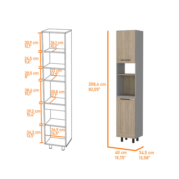 English Elm Everly Multicolor Kitchen Pantry Cabinet with Six Shelves & Double Doors — Space-Saving, Modern Design, Easy Assembly B128S00137