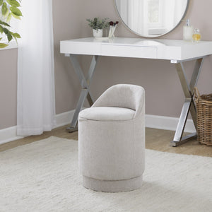 English Elm 18" Tufted Velvet Vanity Stool with 360 Swivel Base and Hidden Storage Compartment Grey B202P471495