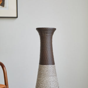 English Elm 39-Inch Tall Standing Designer Floor Vase with Brushed Gold Accents, Durable PVC Rattan Texture, Elegant Home Accent Black+ Gray W2796P193948