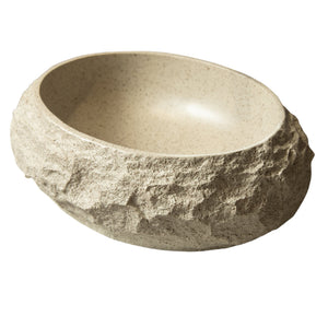 English Elm Luna 18" Bathroom Sink Irregular Oval Resin Vessel with Stone Pattern Artistic Durable Finish Beige W2615P346503