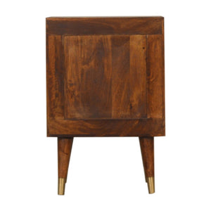 English Elm Solid Mango Wood Nightstand with Brass Pulls Two Drawers Chestnut Nordic Bedroom B182P233805