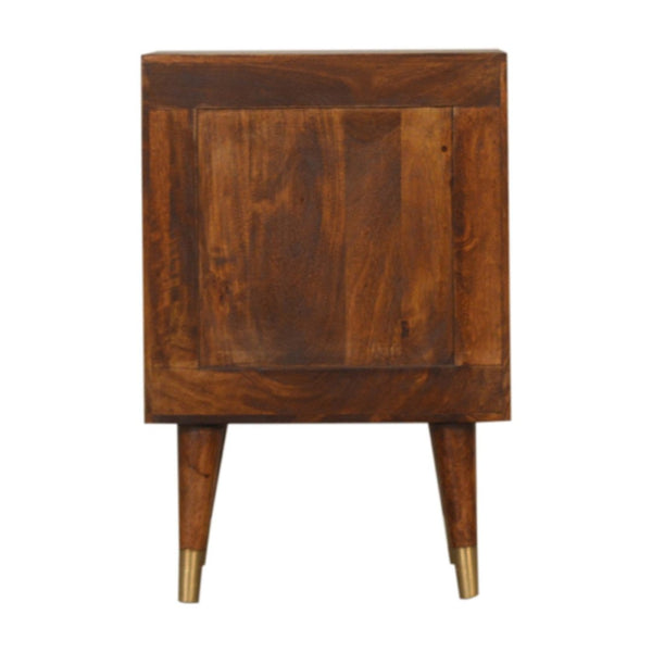 English Elm Solid Mango Wood Nightstand with Brass Pulls Two Drawers Chestnut Nordic Bedroom B182P233805