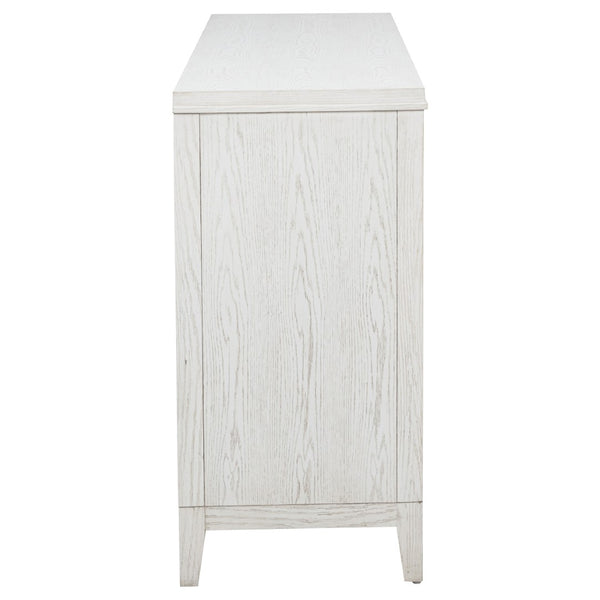 English Elm Inverness Six Drawer Farmhouse Dresser Distressed White Oak Veneer Brass Pulls B062P447818