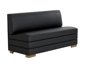 Sunpan RADCLIFF Banquette - Luxe Bravo Black Faux Leather Seating with Gold Stainless Steel Legs, Modern Design 112023
