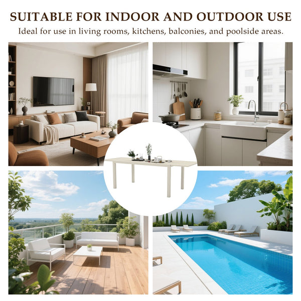 English Elm 97.2"L Extendable Aluminum Outdoor Dining Table with Rust-Resistant E-Coating and Adjustable Legs White W1859P359692