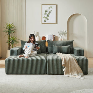 English Elm 87" Oversized Cloud-Like Chaise Lounge - No Assembly, Plush Army Green Sleeper Sofa For Modern Spaces W834S00322