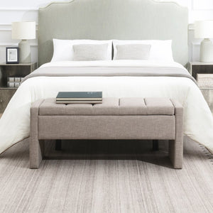 English Elm Modern Linen Upholstered Storage Bench with Hydraulic Lift for Bedroom or Living Room W2671P222546
