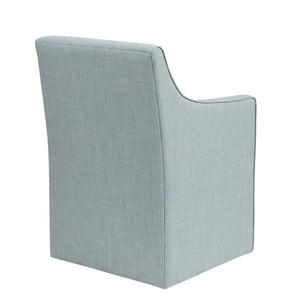 English Elm Skirted Charlotte Upholstered Dining Arm Chair with Hidden Casters, Light Grey Woven Fabric, Padded Comfort B035P217811