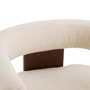 English Elm Christopher Knight Home® - Modern Boucle Upholstered Accent Armchair with Barrel Back, Walnut Legs, Plush Texture for Living Room Comfort Beige,Walnut 29.5 L x 25.5 W x 14.5 H N776P205886B