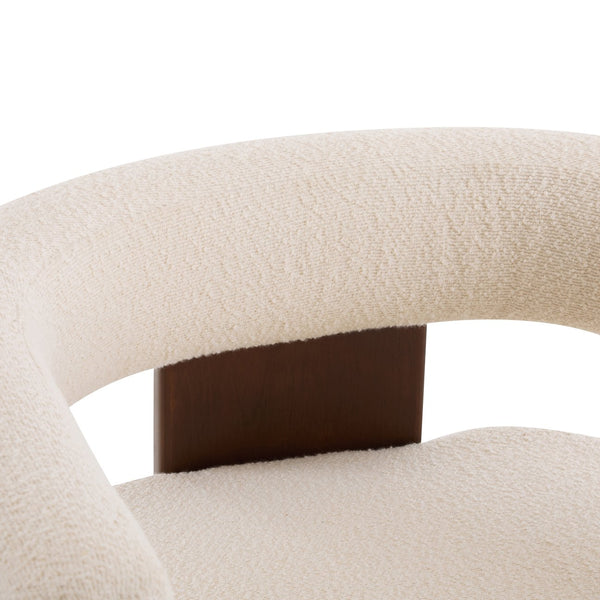 English Elm Christopher Knight Home® - Modern Boucle Upholstered Accent Armchair with Barrel Back, Walnut Legs, Plush Texture for Living Room Comfort Beige,Walnut 29.5 L x 25.5 W x 14.5 H N776P205886B